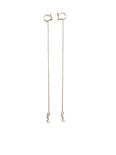 Saint Laurent Logo Earring In Or Laiton
