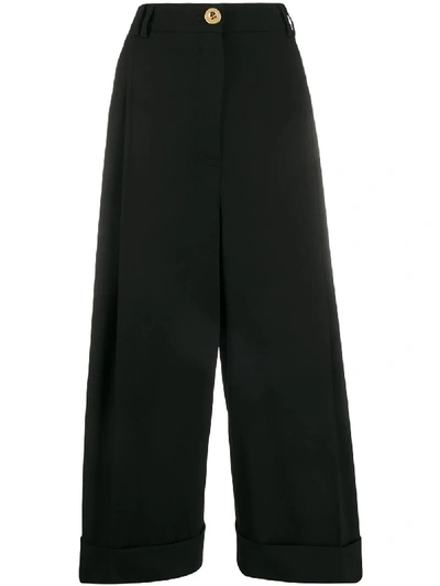 Escada Wide-leg Cropped Tailored Trousers In Black