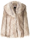 Unreal Fur Textured Oversized Jacket In Brown