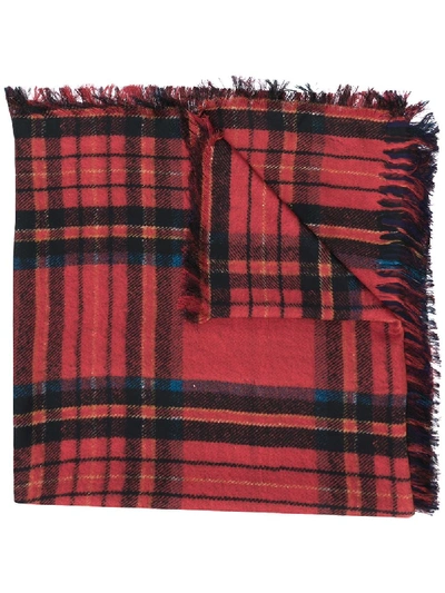 Pierre-louis Mascia Checked Fringed Scarf In 红色