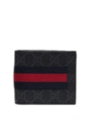 Gucci Ophidia Web Stripe Wallet In 1095 Grey