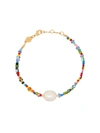 ANNI LU 18KT GOLD-PLATED ALAIA RAINBOW BEADED PEARL BRACELET