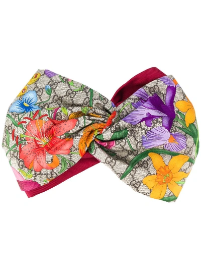 Gucci Gg Flora Print Headband In 红色