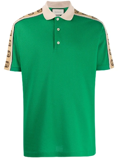 Gucci Logo Tape Polo Shirt In 绿色