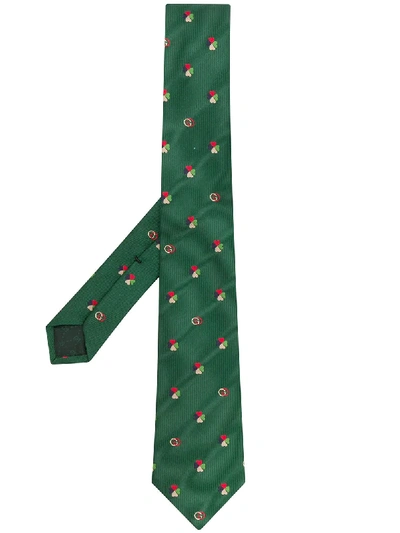 Gucci Shamrock Print Tie In Green