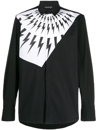 Neil Barrett Lightning Bolt Print Shirt In Black