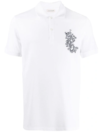 Alexander Mcqueen Logo-embroidered Polo Shirt In 0900 Whtmix