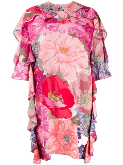 Valentino Garavani Floral Print Ruffled Dress In Multi