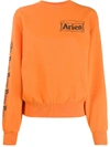 Aries Logo Print Sweatshirt In Orange