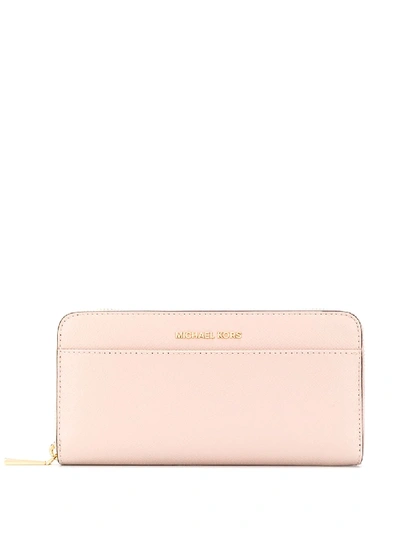 Michael Michael Kors Jet Set Zipped Wallet In Rosa