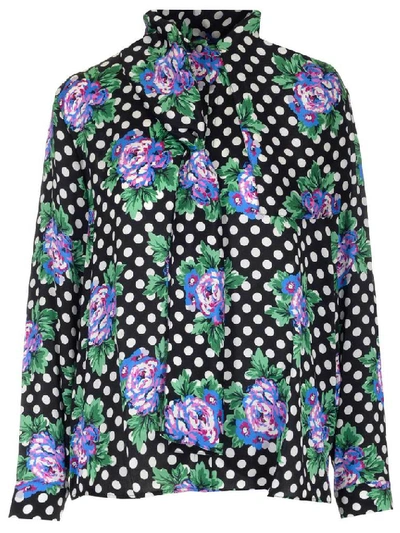 Balenciaga Floral Polka Dot Blouse In Multi