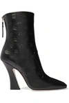 FENDI LOGO-EMBOSSED LEATHER ANKLE BOOTS