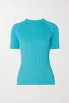 ANNA QUAN BILLIE POINTELLE-TRIMMED RIBBED COTTON SWEATER