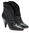ISABEL MARANT LASTEEN RUCHED LEATHER ANKLE BOOTS,P00432144
