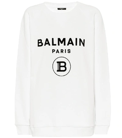 Balmain Logo Oversize Sweatshirt In White