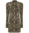 BALMAIN Camouflage stretch-cotton minidress,P00430024