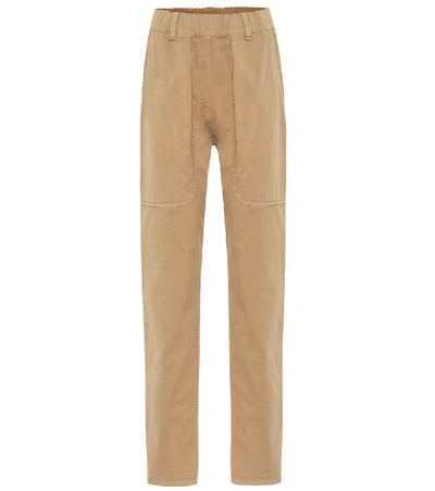 Brunello Cucinelli High-rise Cotton Skinny Trousers In Brown