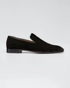 CHRISTIAN LOUBOUTIN MEN'S DANDELION VELVET LOAFERS,PROD150270076