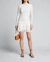 Simkhai Guipure Lace Long-sleeve Mini Dress In White