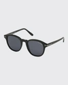 Tom Ford Ansel Round Gradient Plastic Sunglasses In Black/smoke