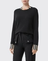 Burberry Striped Cashmere Sweater In Black