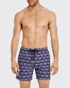 Vilebrequin Men's Seahorse-print Swim Trunks In Bleu Nuit