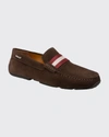 Bally Suede Pearce Driving Shoes In Coffee