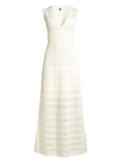 M Missoni Sleeveless Zig-zag Knit Maxi Dress In Marshmallow