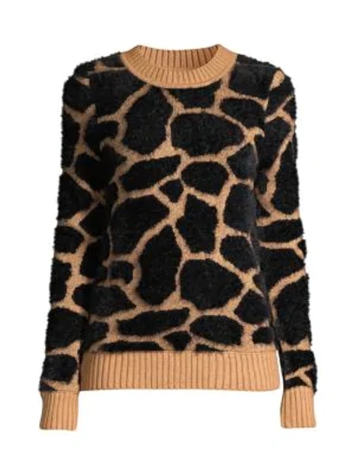 Donna Karan Faux Fur Giraffe Knit Sweater In Black Multi