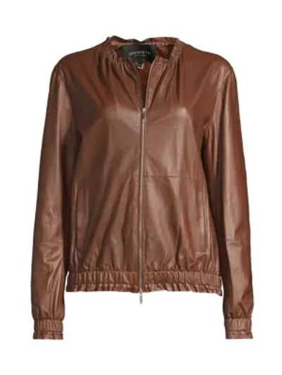 Lafayette 148 Rylan Zip Front Supple Napa Leather Jacket In Copper Dust