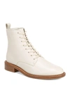 Vince Cabria Leather Combat Lace-up Booties In Off White