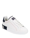 Dolce & Gabbana Portofino Leather Sneakers With Rubberized Logo Shoes In White/black