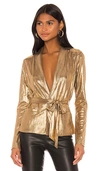 Superdown X Draya Michele Desiray Tie Blazer In Metallic Gold. In Metallic Gold