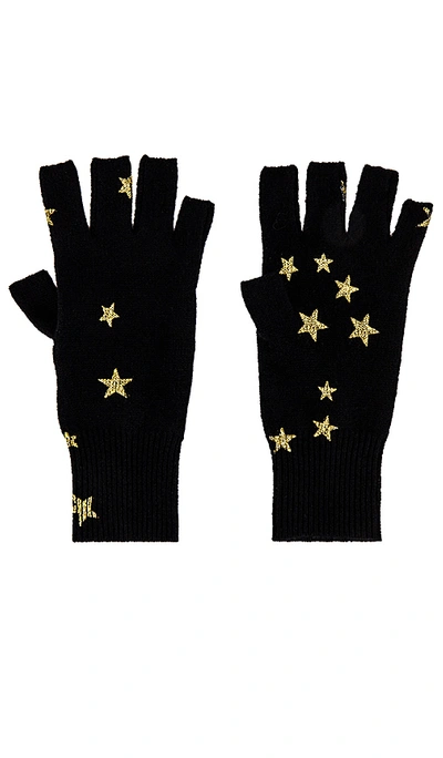 Autumn Cashmere Printed Stars Gloves In Black & Gold