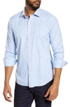 Bugatchi Shaped Check Button-up Performance Shirt In Sky
