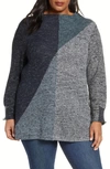 NIC + ZOE CHILLED ANGLE COLORBLOCK COTTON BLEND SWEATER,H191110W