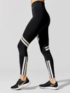 Nike Women's One Icon Clash Dri-fit Metallic-stripe Leggings In Black/ Metallic Gold/ White