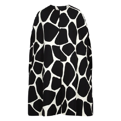 Valentino 1966 Giraffe-print Belted Wool-crepe Cape In White And Black