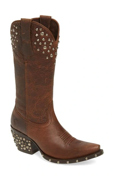 Ariat Calypso Studded Western Boot In Pebbled Walnut