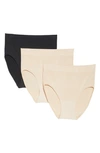 Wacoal 3-pack Assorted B Smooth Seamless Briefs In Black/ Naturally Nude