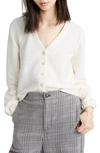 Madewell Texture & Thread Bubble-sleeve Cardigan In Bright Ivory