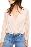 FREE PEOPLE CHECK ON IT FAUX WRAP TOP,OB1076865