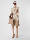 Burberry Printed Pleated Midi Skirt In Soft Fawn