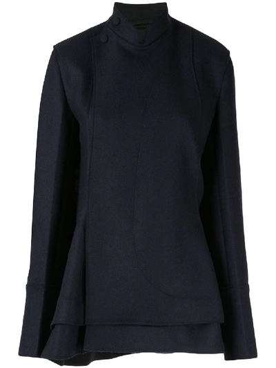Jil Sander Short Asymmetric Coat In Black