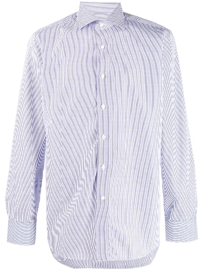 Canali Striped Formal Shirt In Blue