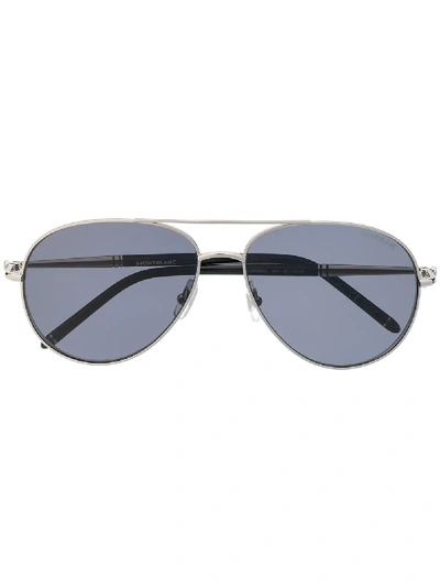 Montblanc Aviator-frame Logo Sunglasses In Silver