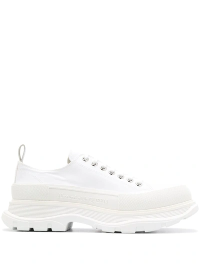 Alexander Mcqueen Tread Slick Low-top Sneakers In White Grey