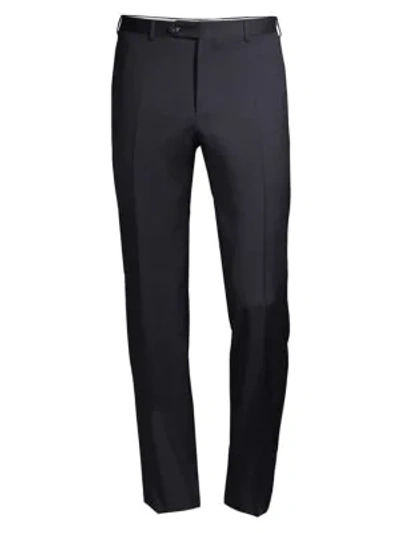 Canali Slim-fit Wool Trousers In Navy