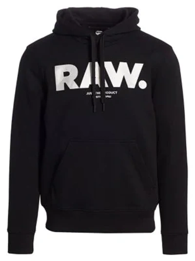 G-star Raw Silver Accent Organic Cotton Hoodie In Black