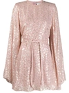 Stella Mccartney Belted Metallic Fil Coupé Silk-blend Mini Dress In Pink